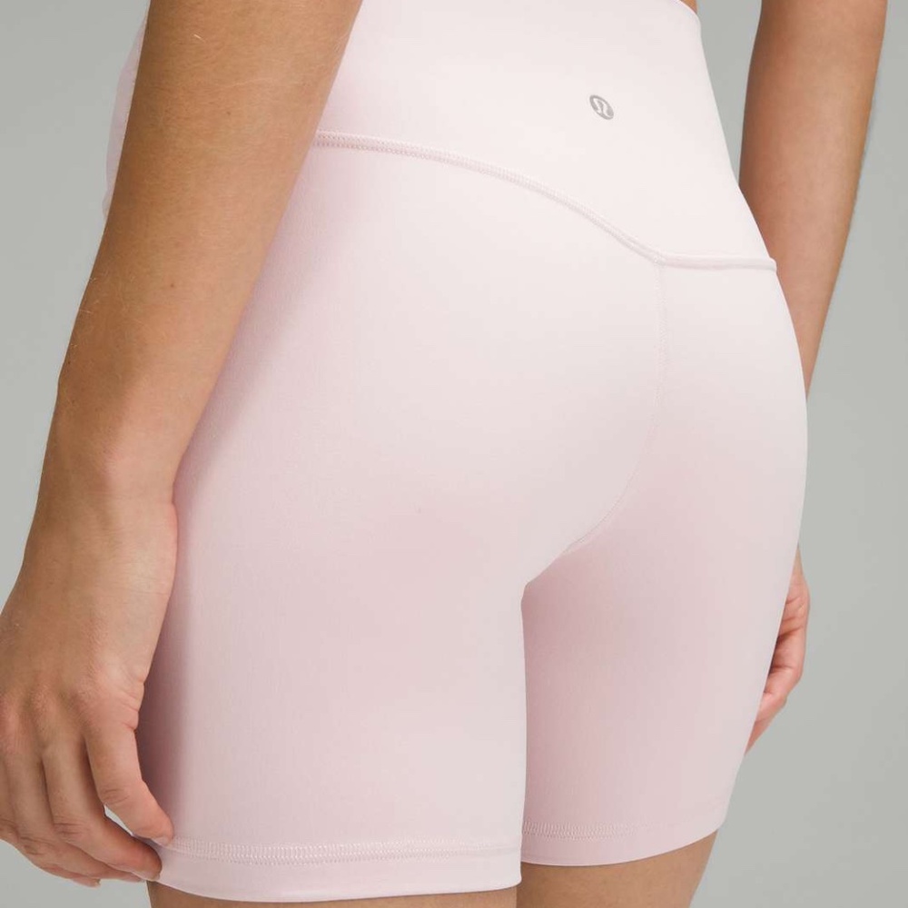 light pink lululemon align biker shorts